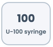 Prescribed dose divided by vial concentration, multiplied by 100, gives U-100 syringe units. Example: 0.5 mg at 2.5 mg/mL equals 20 units. Detail 3.