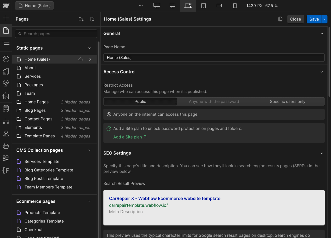 SEO - Carrepair X Webflow Template