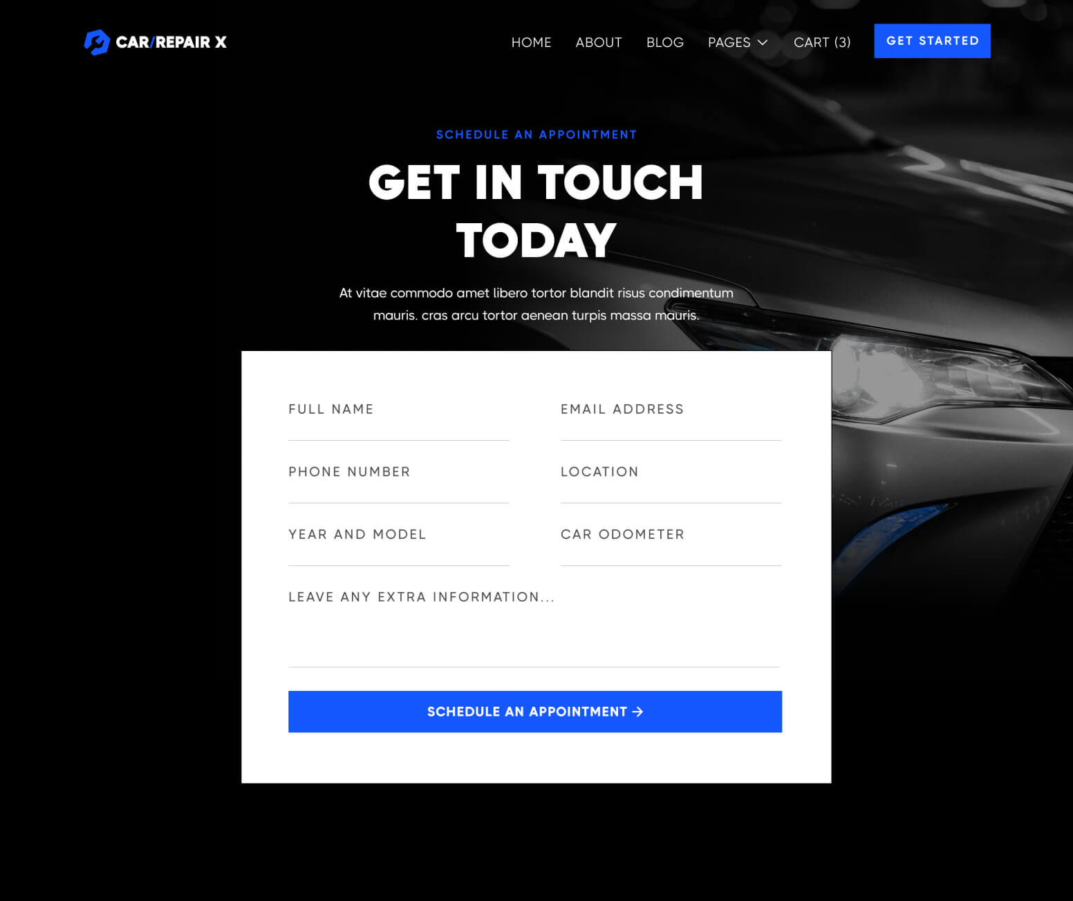 CarRepair X - Contact V3 Page - Automotive Webflow Template