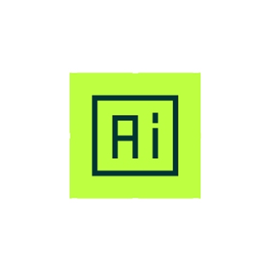 Green circuit chip icon with AI letters in the center symbolizing artificial intelligence technology.