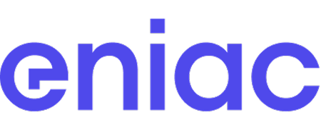 Eniac wordmark logo in blue lowercase letters.