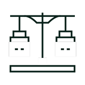 Icon of a hanging double pendant light fixture with two square lampshades.