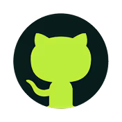 Green GitHub mascot silhouette of a cat with a tail inside a dark circle.