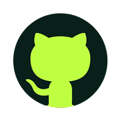 Green GitHub mascot silhouette of a cat with a tail inside a dark circle.
