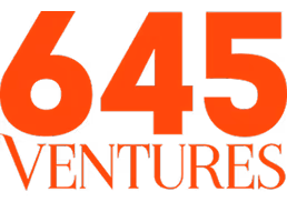 Logo displaying the text '645 Ventures' in bold orange font.