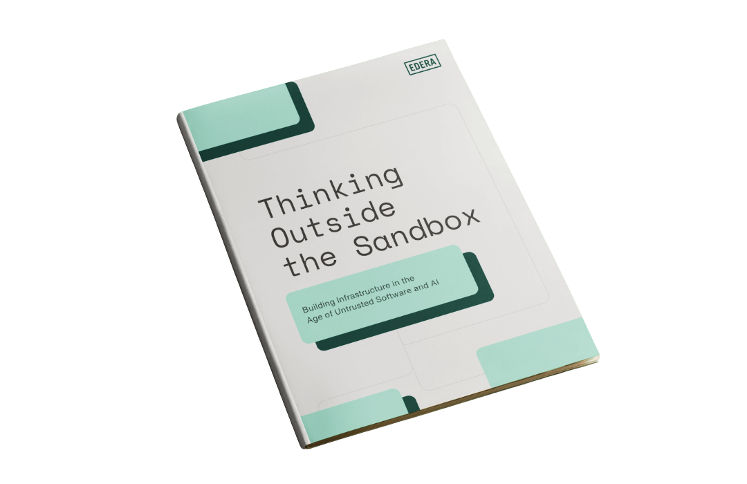 Book titled 'Thinking Outside the Sandbox' about building infrastructure for untrusted software and AI.