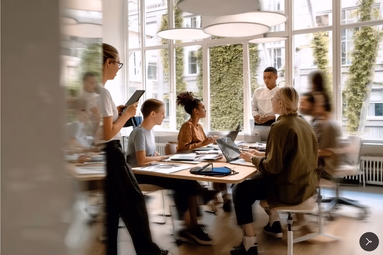 Interactive team meeting with multiple people