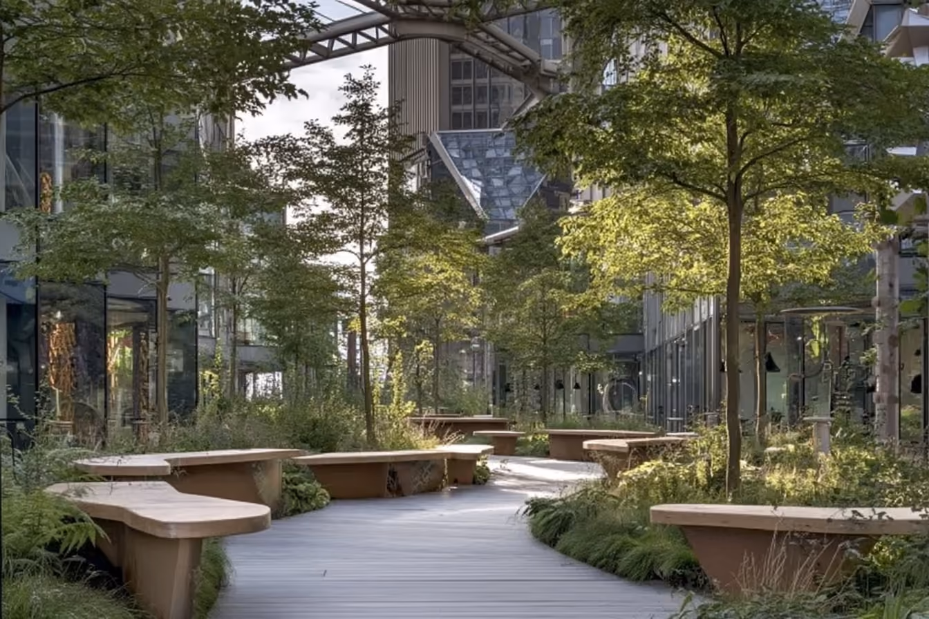 Park pathway surrounded by trees