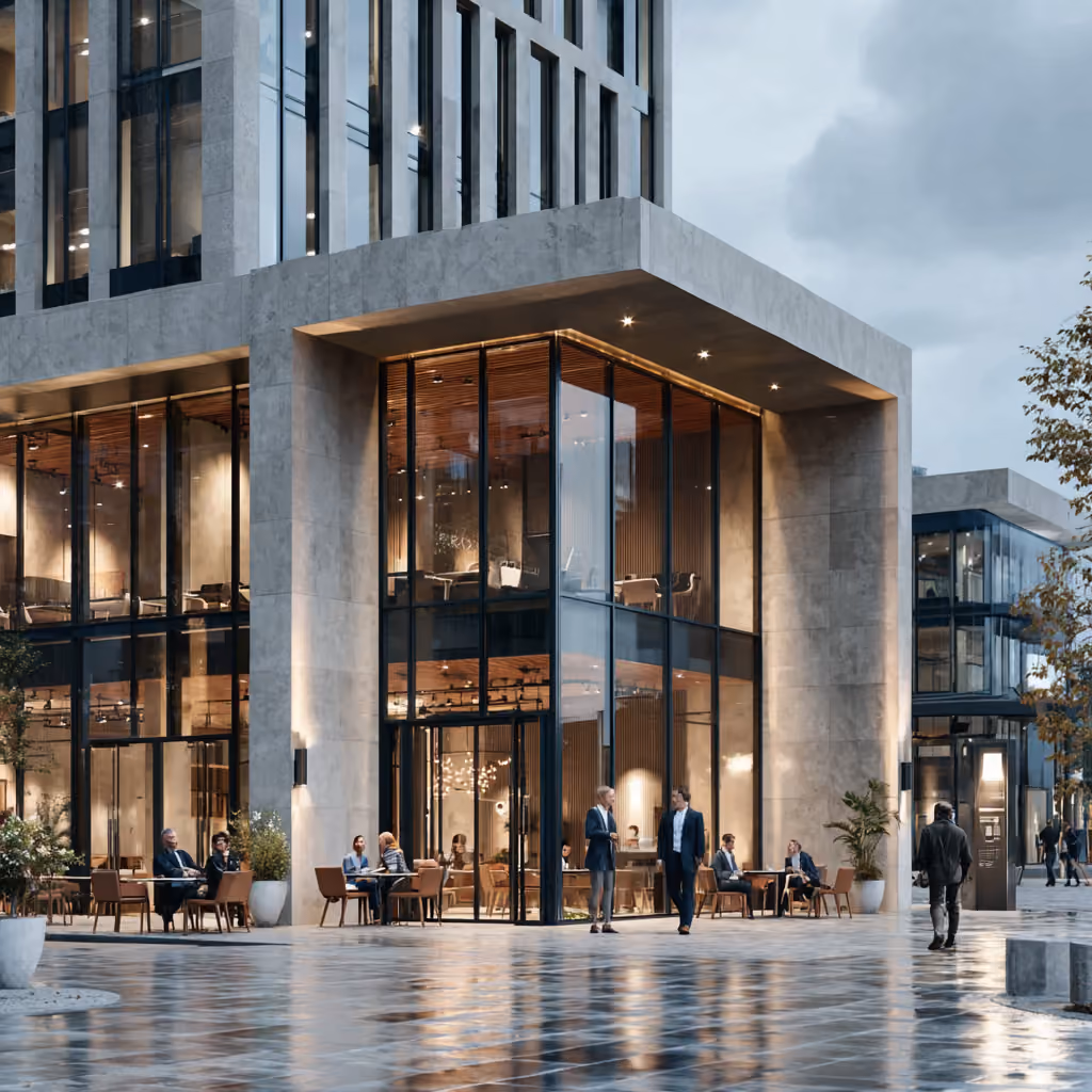 Modern glass building exterior