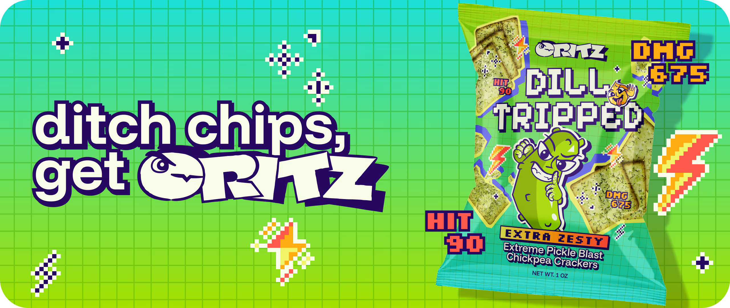 tagline reading "ditch chips, get critz" with "dill tripped" flavoured crackers