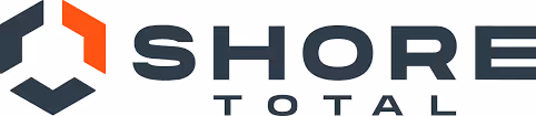 Shore Total logo with geometric design in gray and orange colors