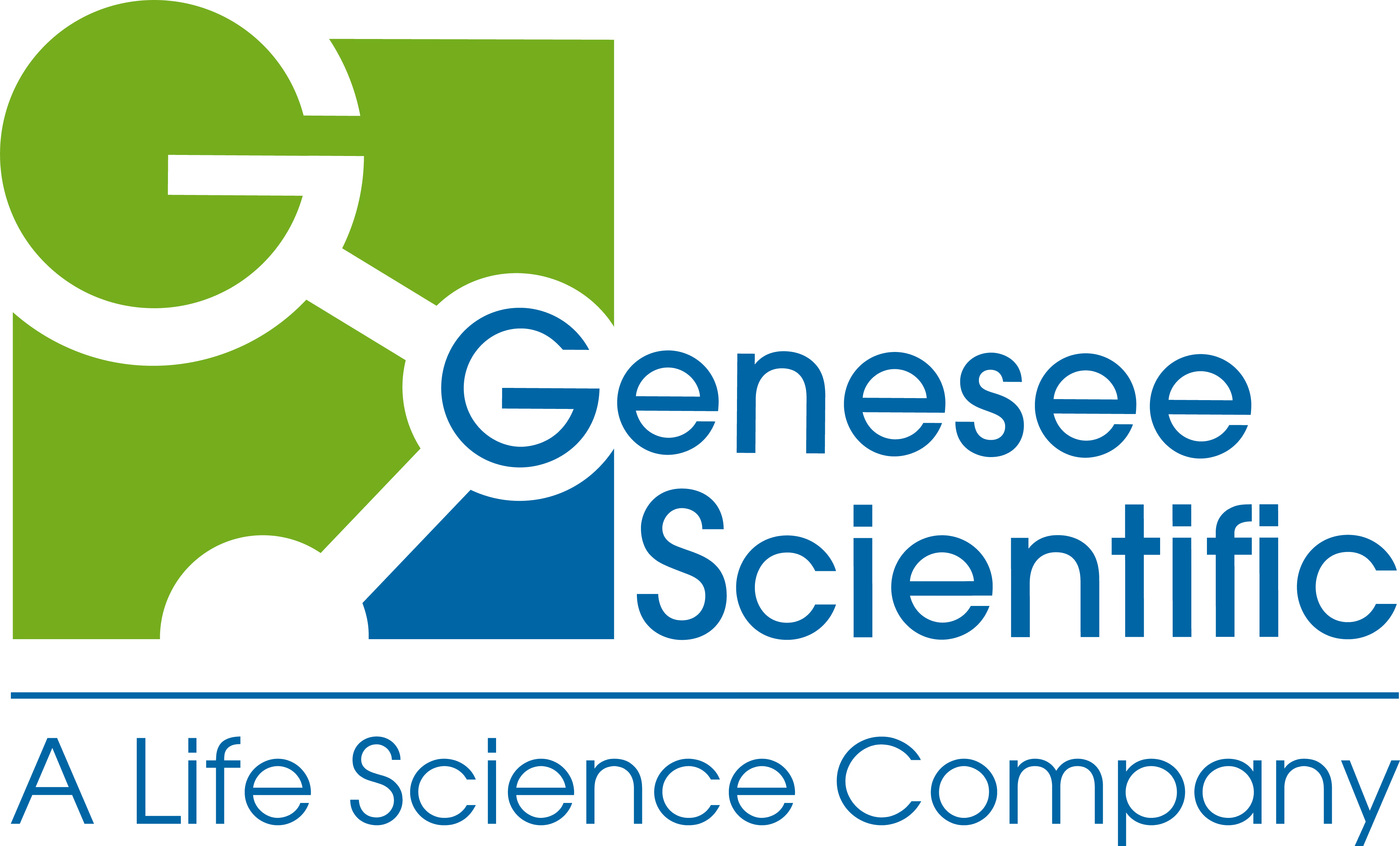 Genesee Scientific logo in green and blue with company tagline