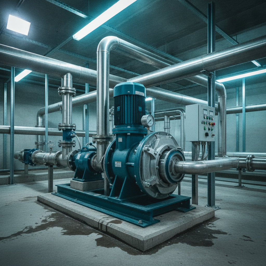 Render de una bomba peristáltica instalada en una planta de tratamiento de agua