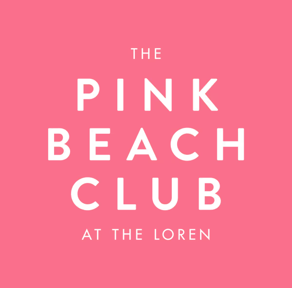 The Pink Beach Club logo in coral