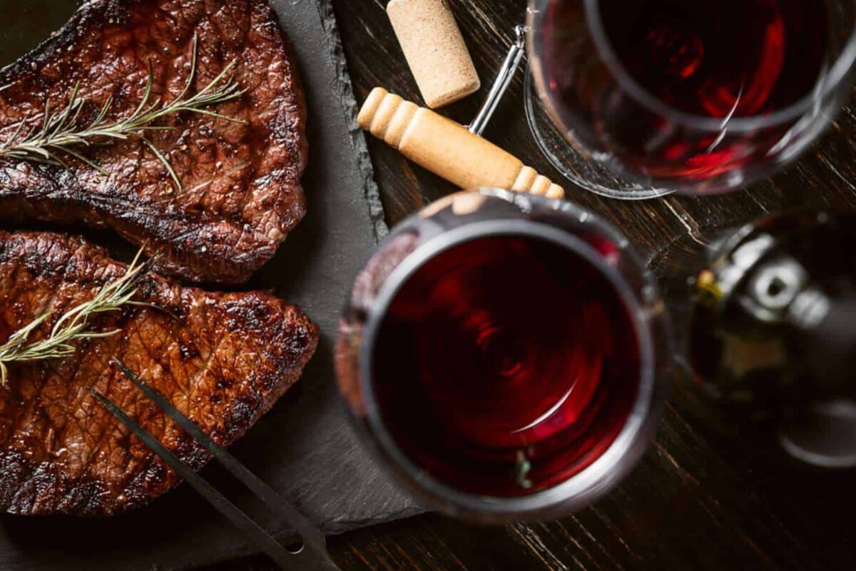 Steak and wine
