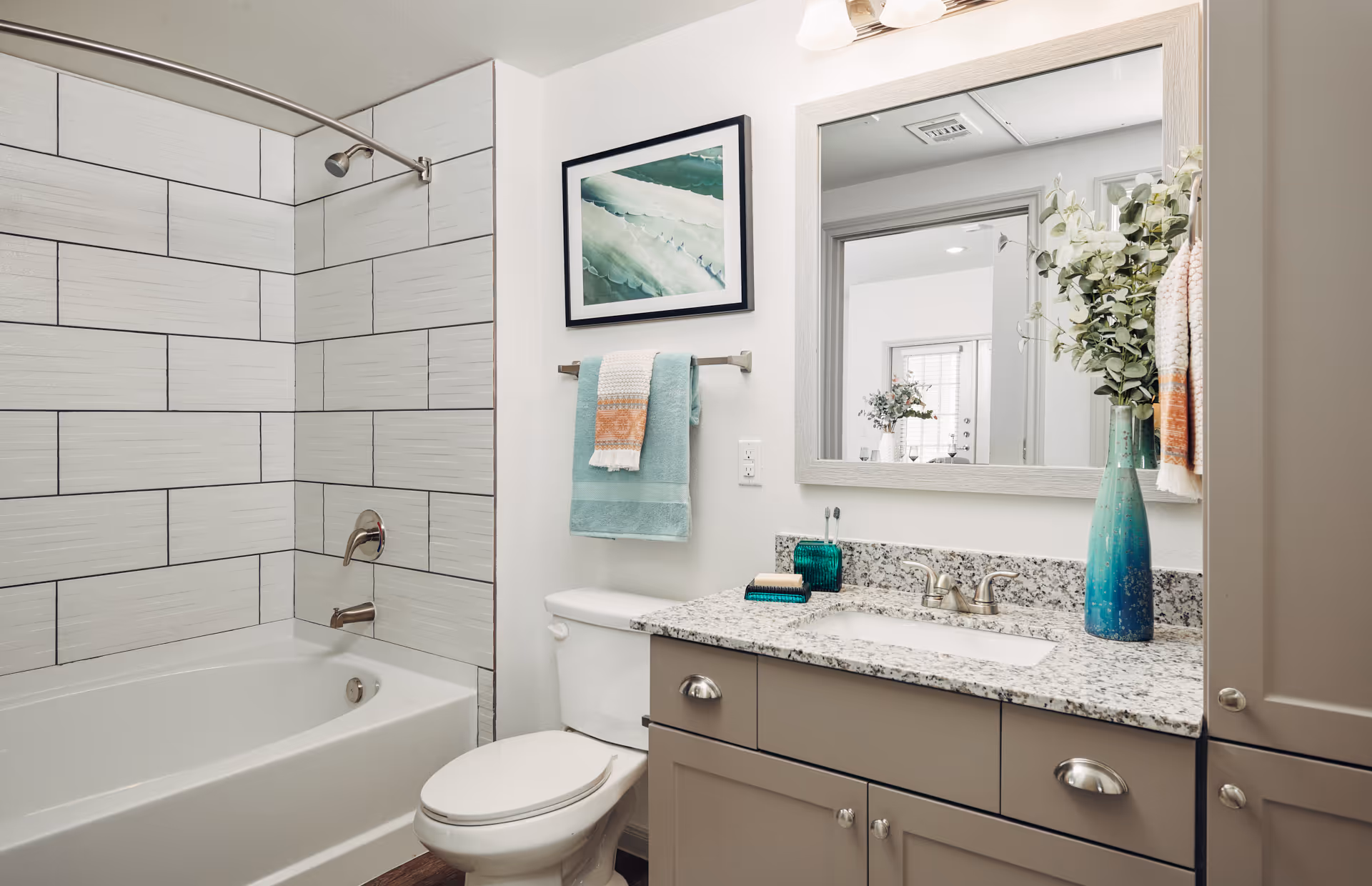 Bathroom with blue accents