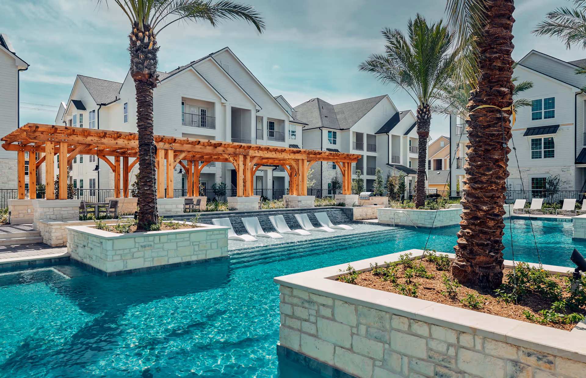 Swimming pool and lounge chairs