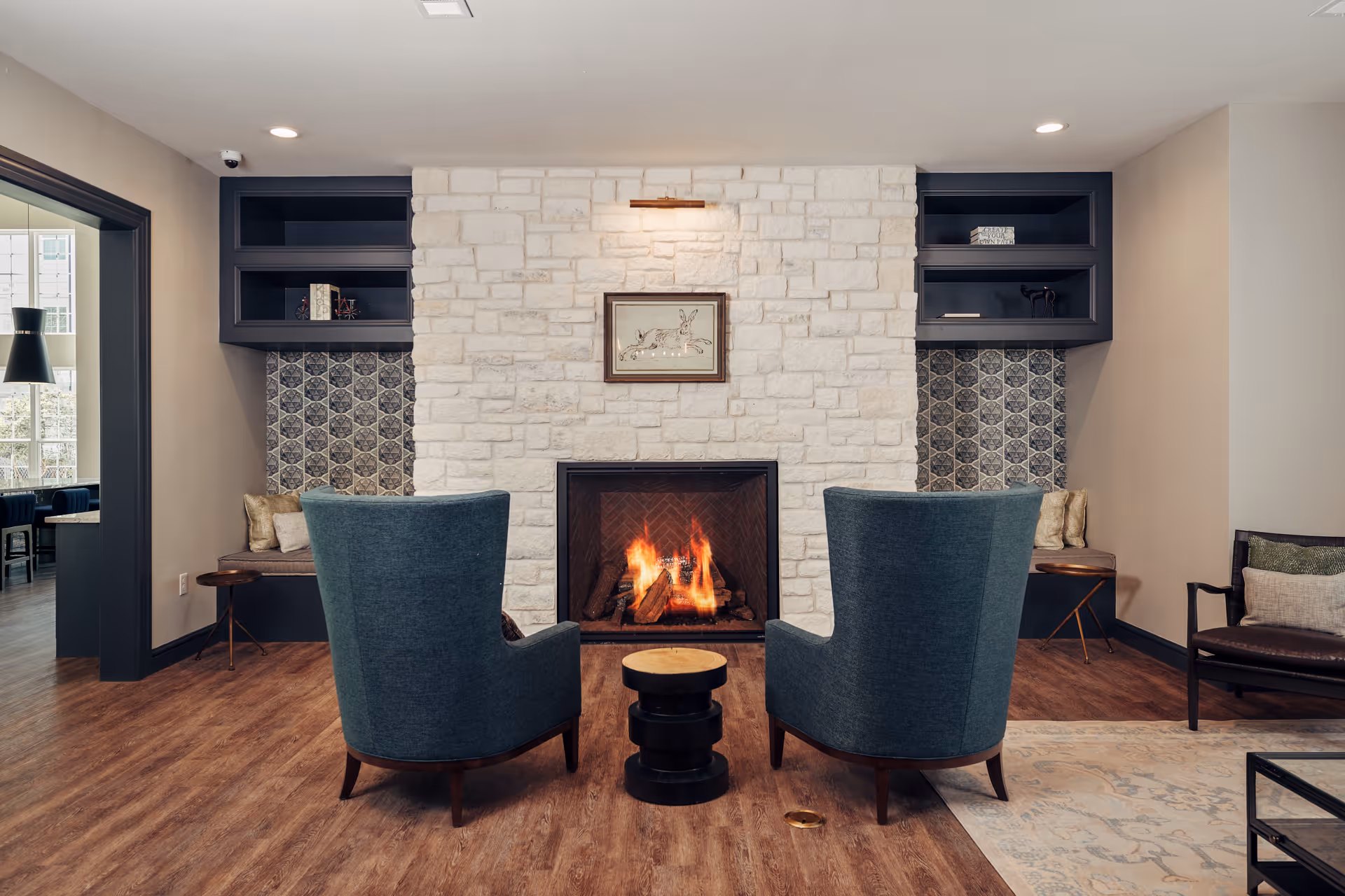 Community center fireplace