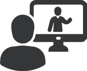 An attendee watching a virtual webinar