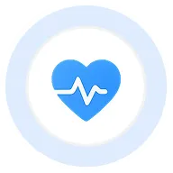 A blue heart with a heartbeat on it.