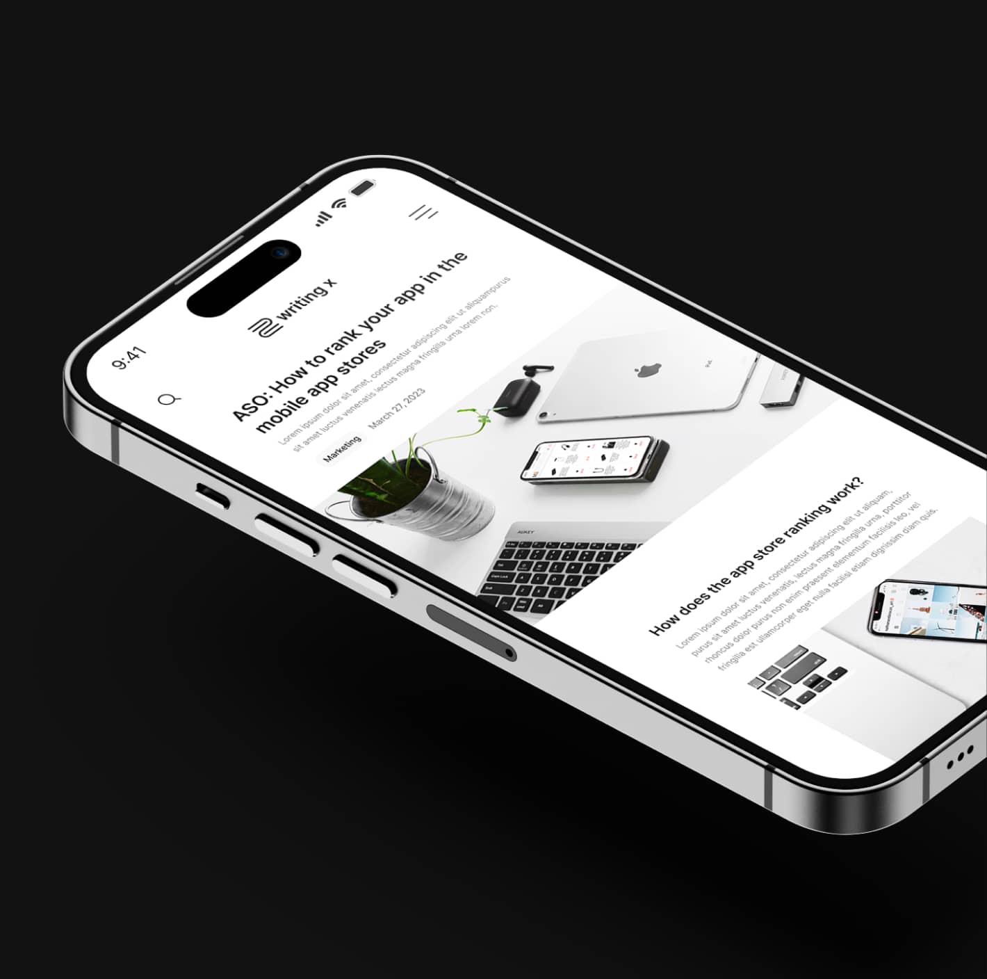 Phone Bg Black Image - Writing X Webflow Template