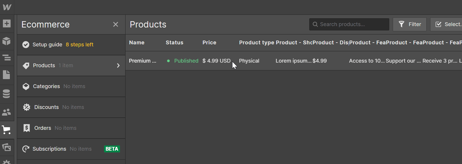 Ecommerce Collection - Writing X Webflow Template