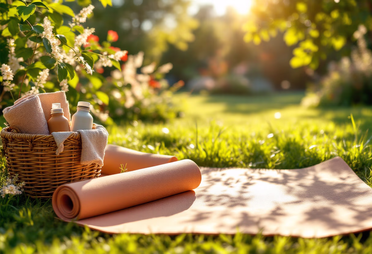 outdoor yoga setup