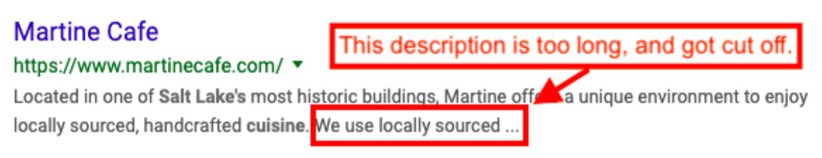 Example of meta description that's too long