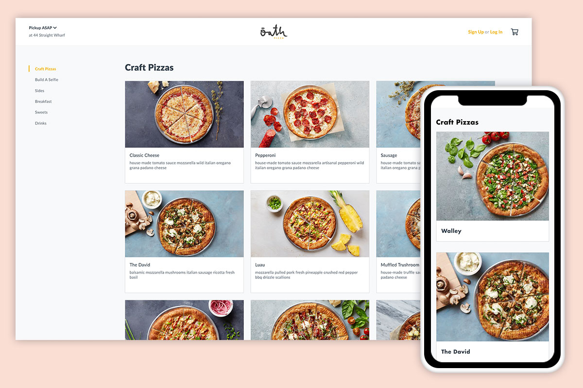 The same Thanx web ordering experience shown on both desktop and mobile.
