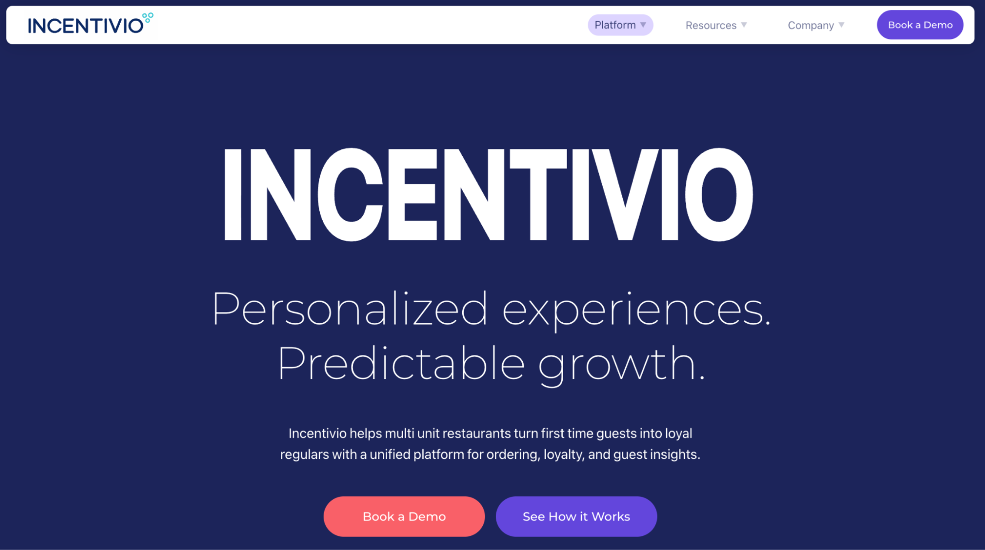 Incentivio website homepage snapshot