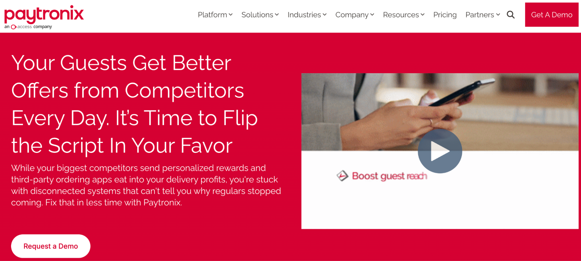 Paytronix website homepage snapshot