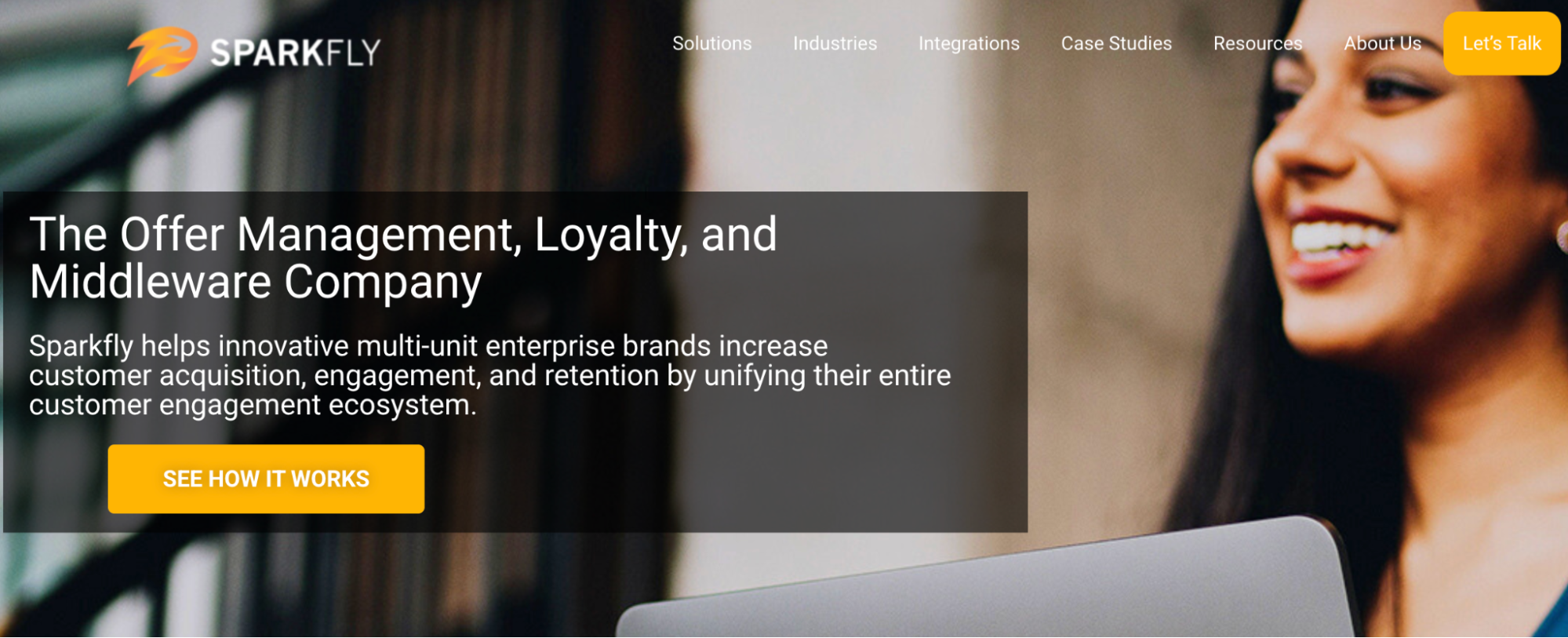 Sparkfly website homepage snapshot
