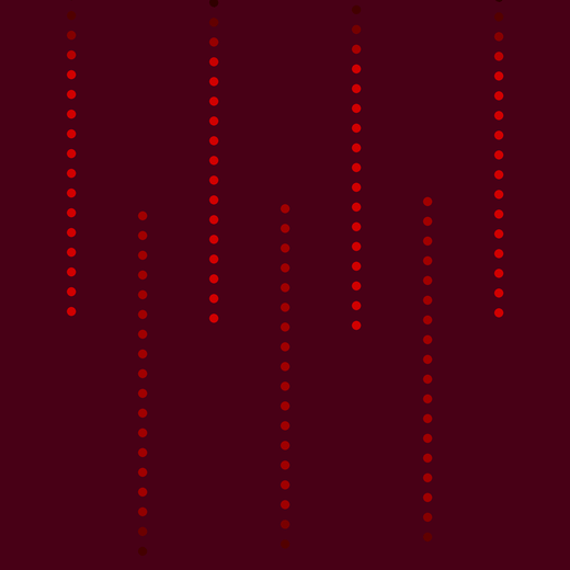 Vertical columns of red dots on dark background, fading from bright at top to darker at bottom.