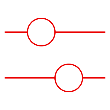 Two red sliders on black horizontal lines, one near top, one near bottom, on white background.