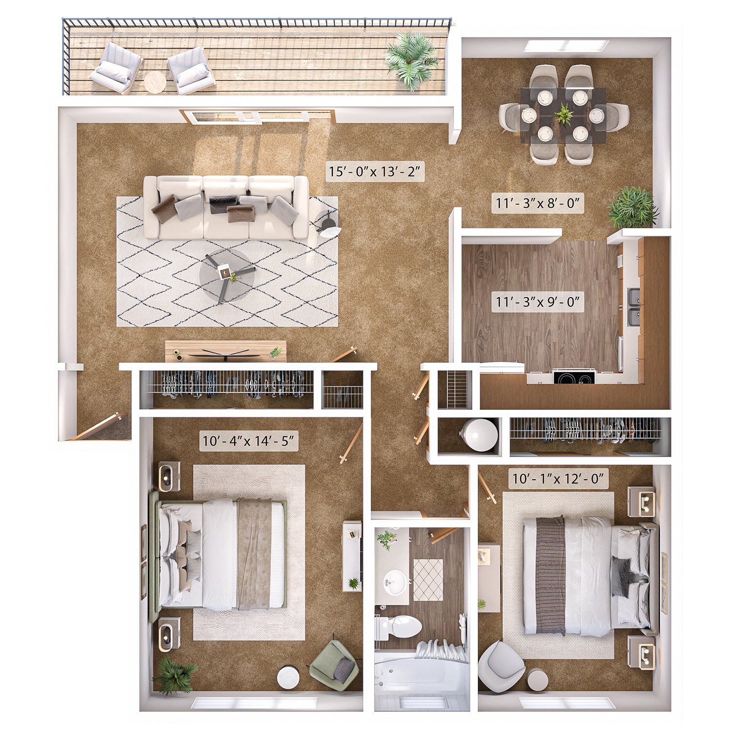 2 Bed, 1 Bath A