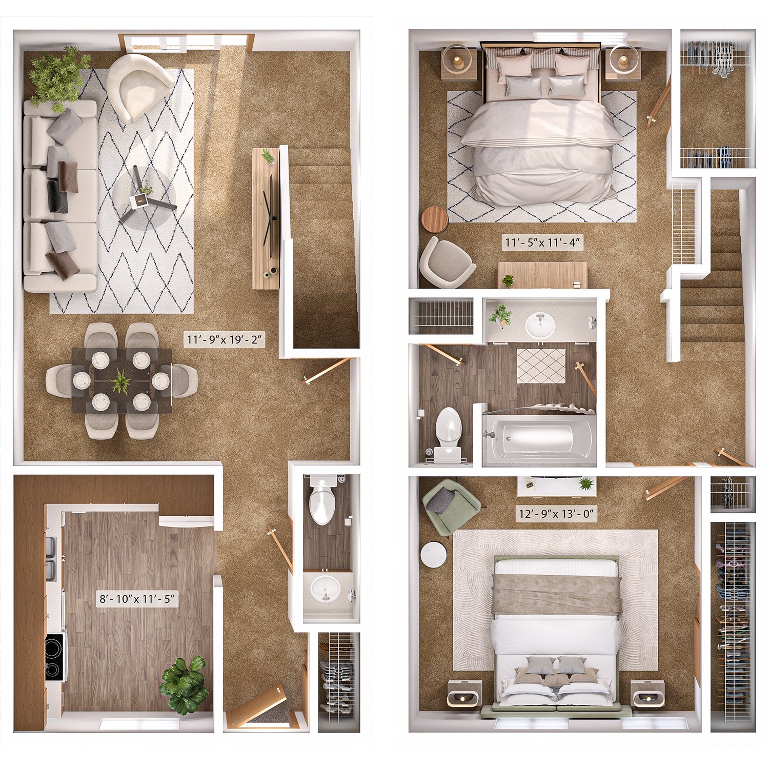 2 Bed, 1.5 Bath Townhome