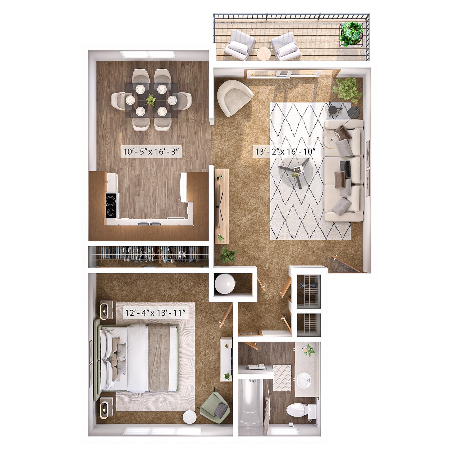 1 Bed, 1 Bath B