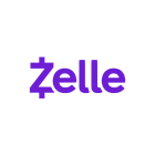Zelle logo in purple on a black background.