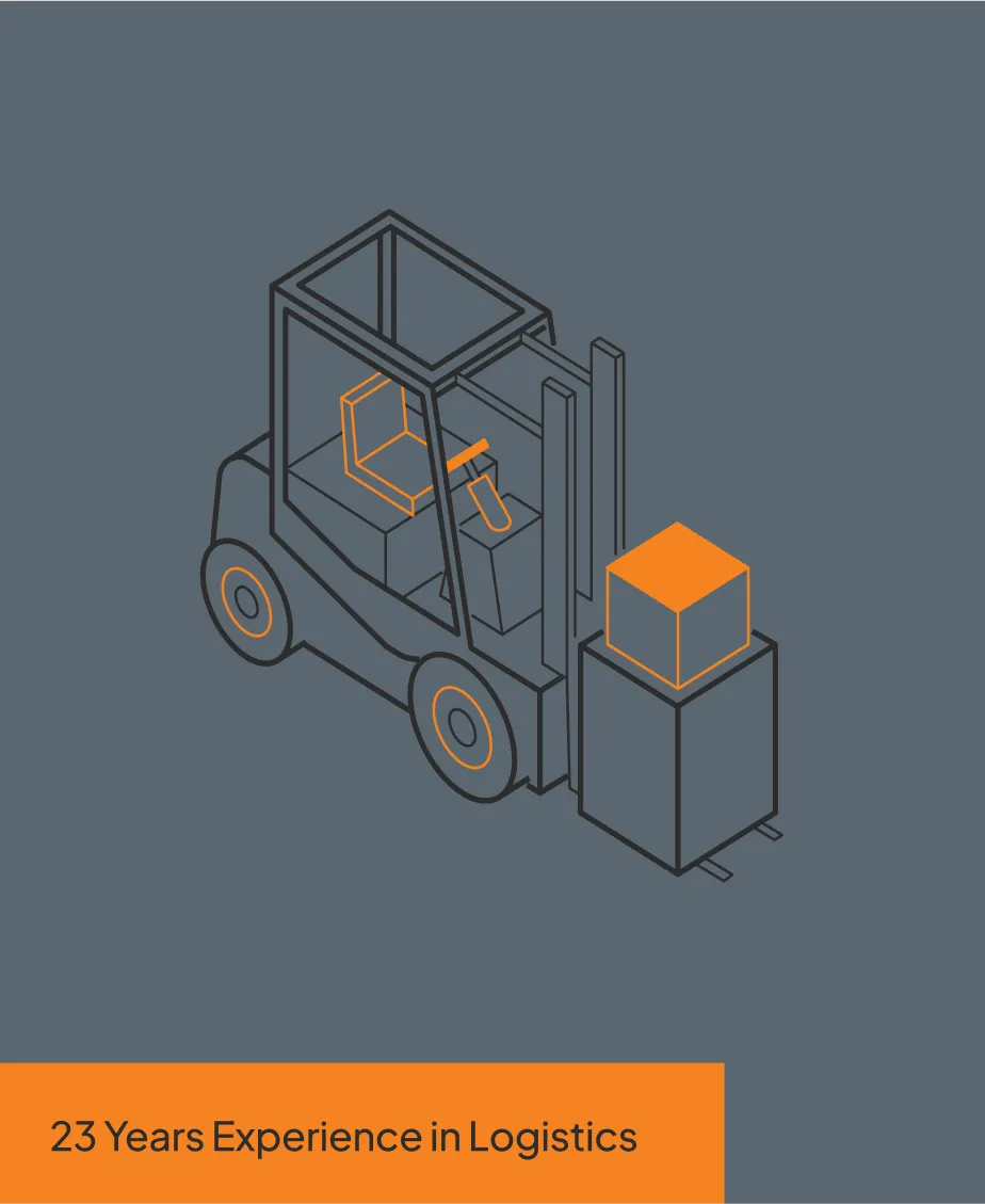 Forklift carrying a box
