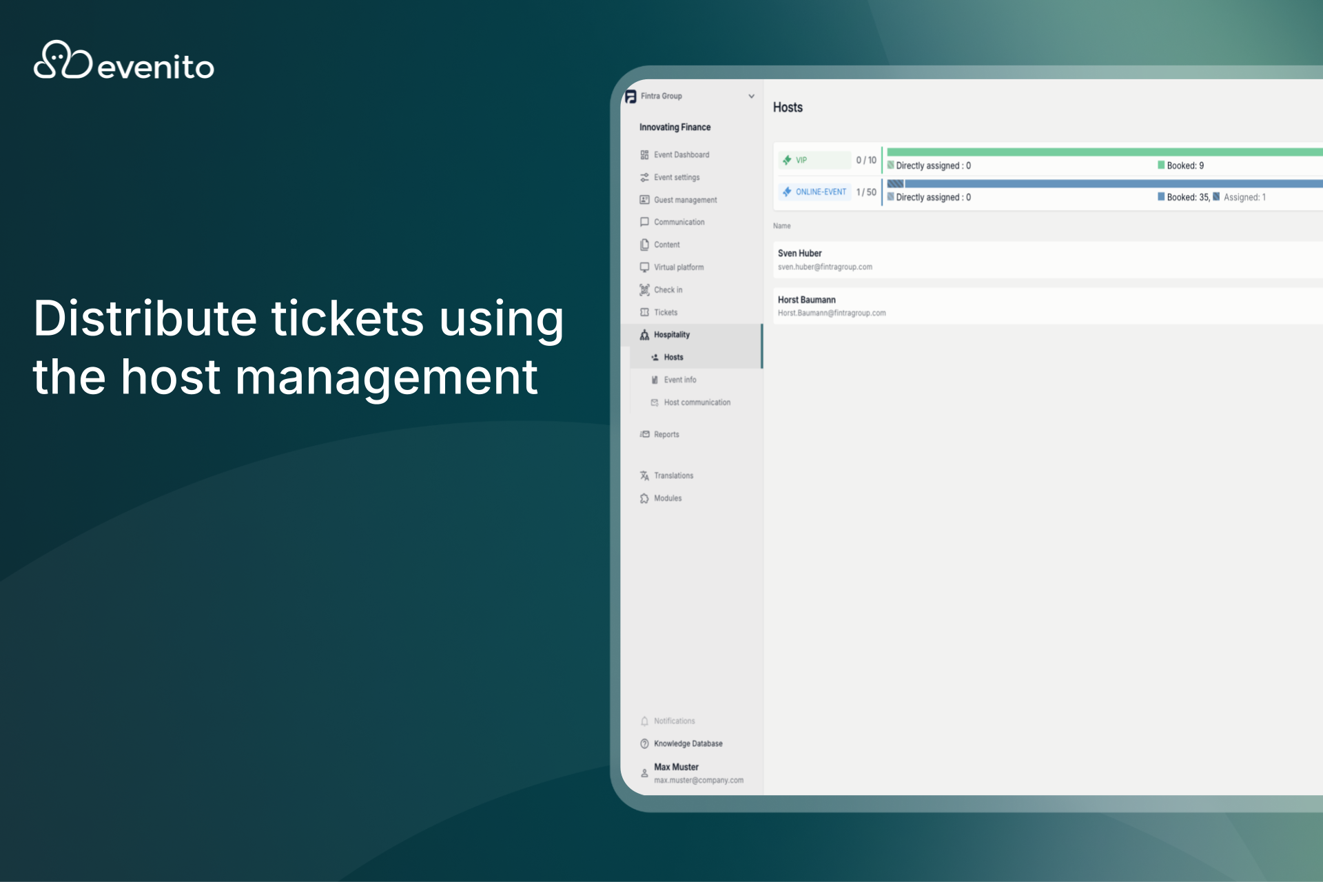 Distribute ticket contingencies with host management