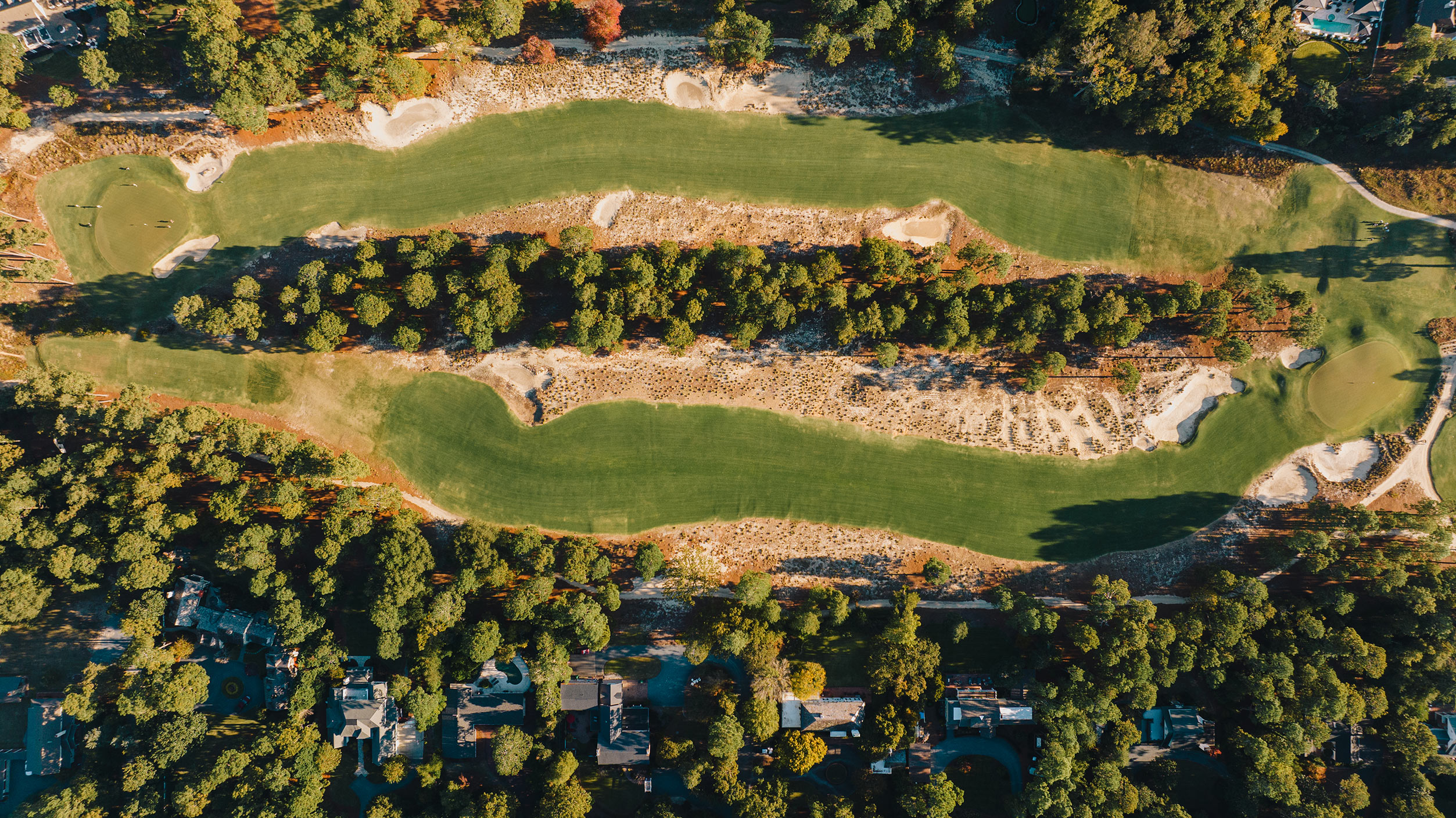 Aerial view of Nos. 4 and 5 at Pinehurst No. 2.