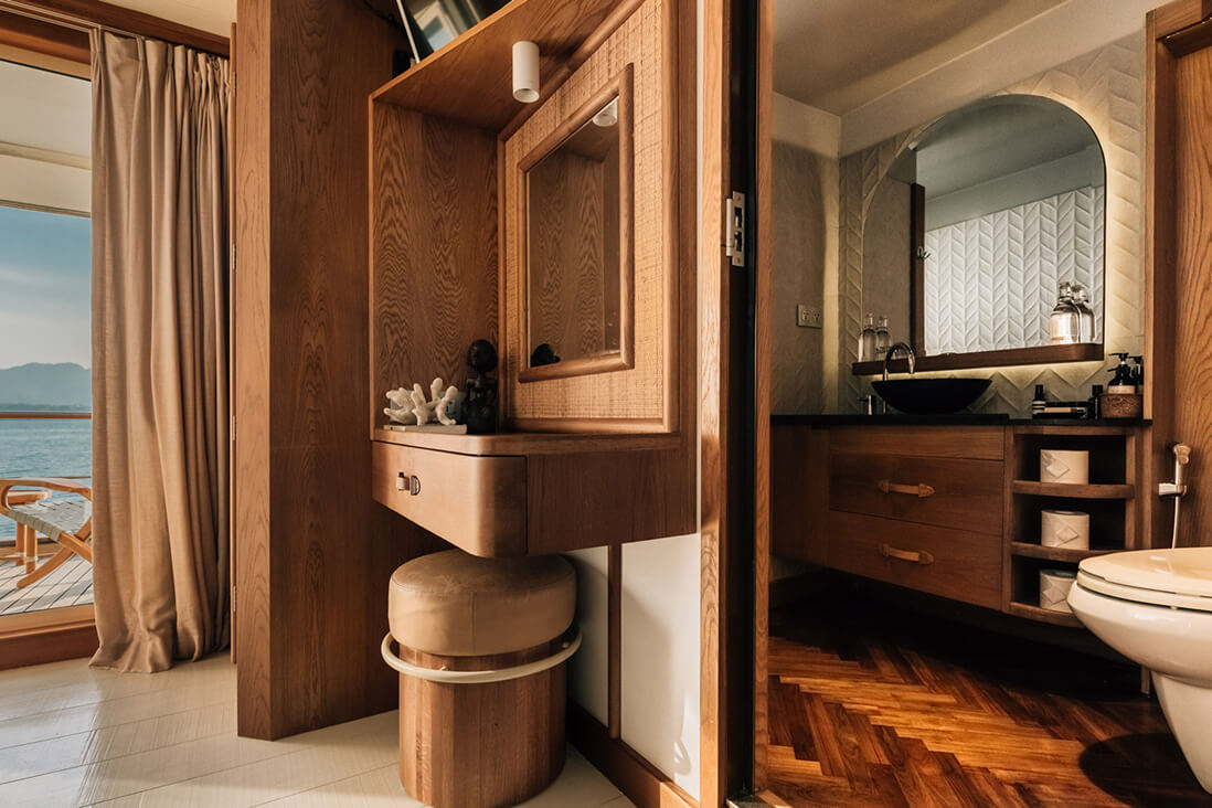 Eight identical cabins with ensuite bathrooms