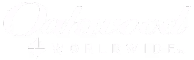 Oakwood Worldwide logo with stylized text and a diamond-shaped emblem.