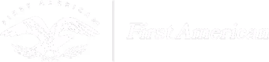 First American logo featuring an eagle with outstretched wings above laurel branches, next to the text 'First American'.
