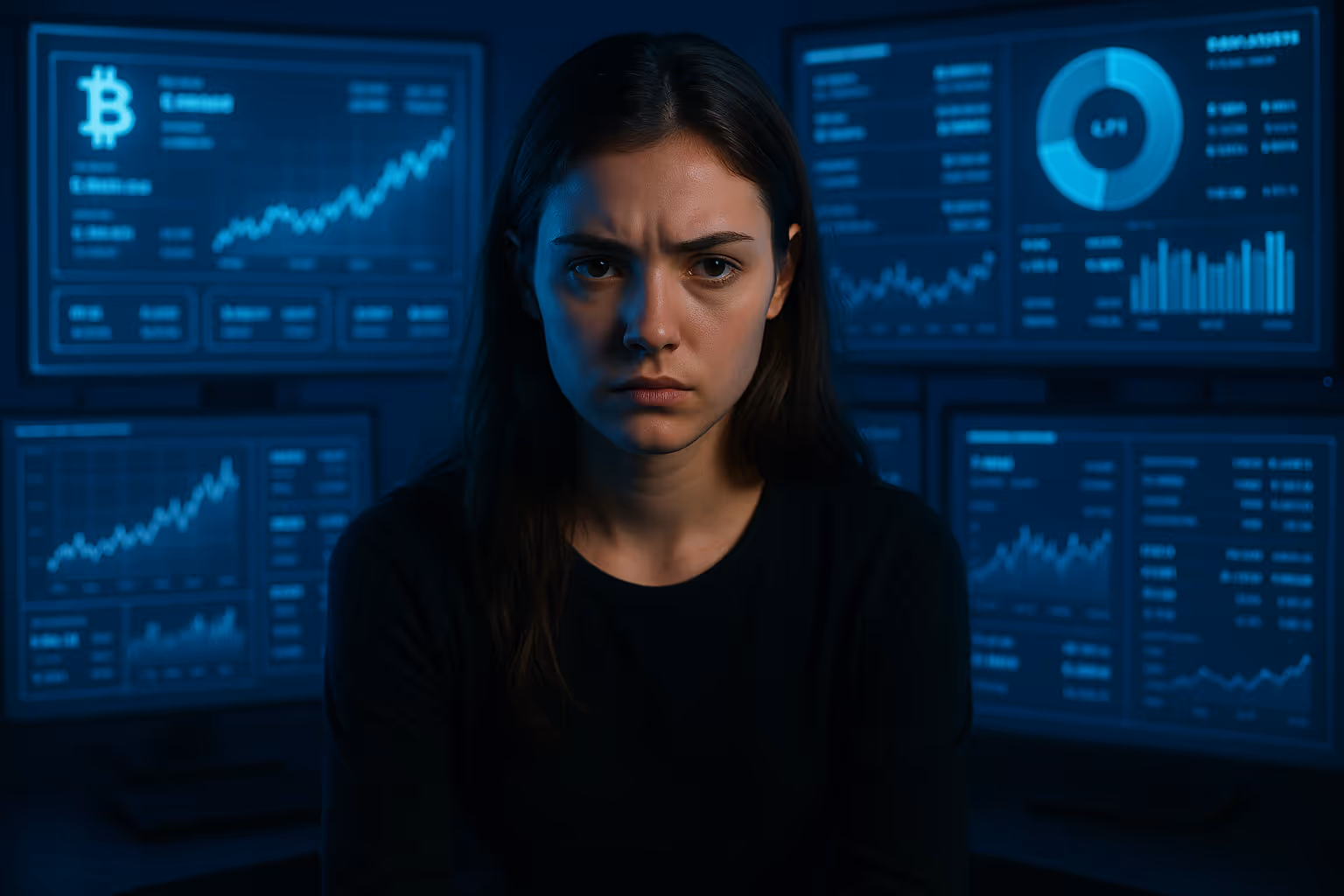 Personen vor digitalen Finanz-Dashboards oder Krypto-Interfaces – Symbolbild für Klage gegen Crypto.com, Binance und andere Plattformen bei Krypto-Betrug.