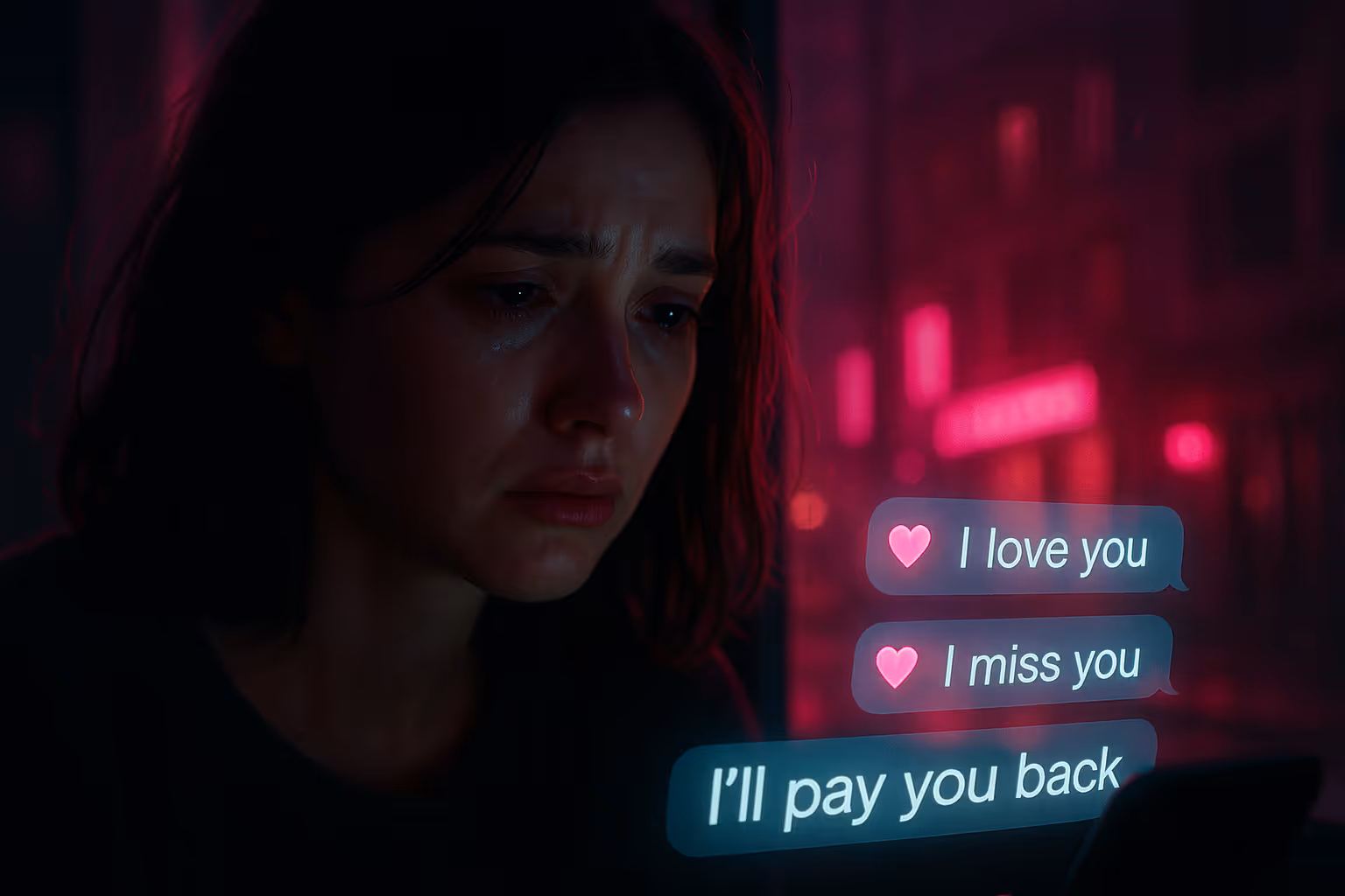 Realistische Darstellung eines Scamming-Opfers im digitalen Kontext – Symbolbild für gerichtliche Aufarbeitung bei Love Scam.