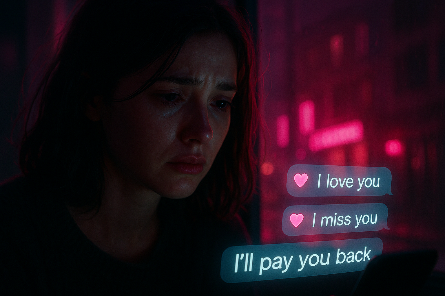 Realistische Darstellung eines Scamming-Opfers im digitalen Kontext – Symbolbild für gerichtliche Aufarbeitung bei Love Scam.