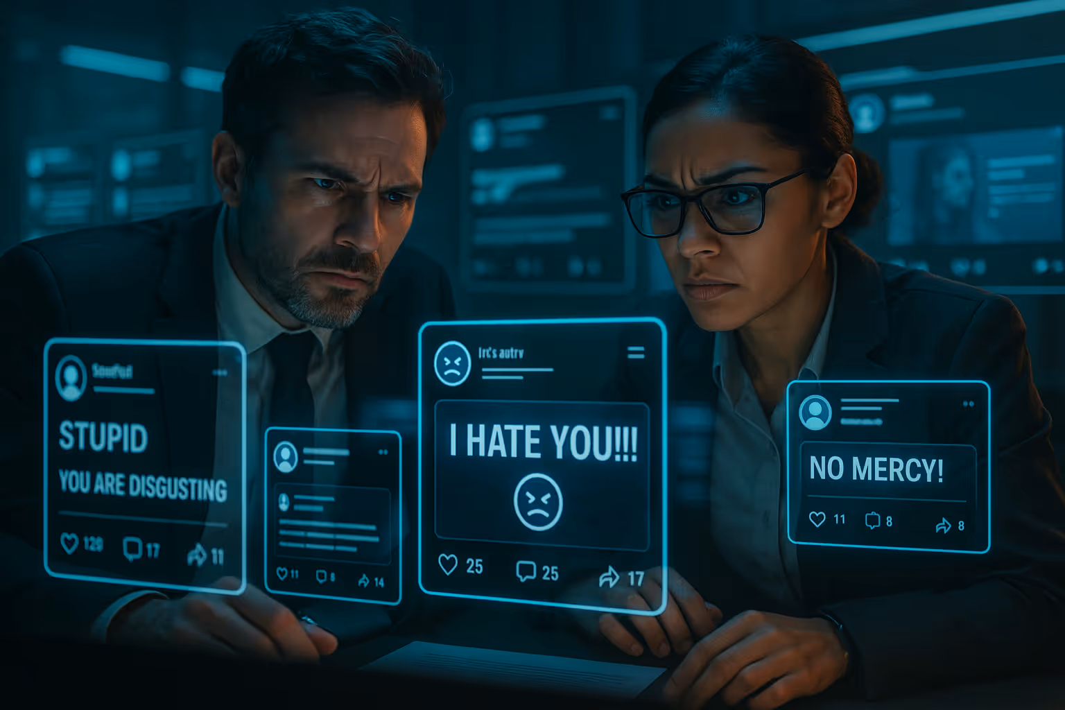 Digitale Gewalt, Hasskommentare, NetzDG, DSA, anwaltliche Hilfe, Unterlassung, Cyberabwehr, Opferschutz, Compliance