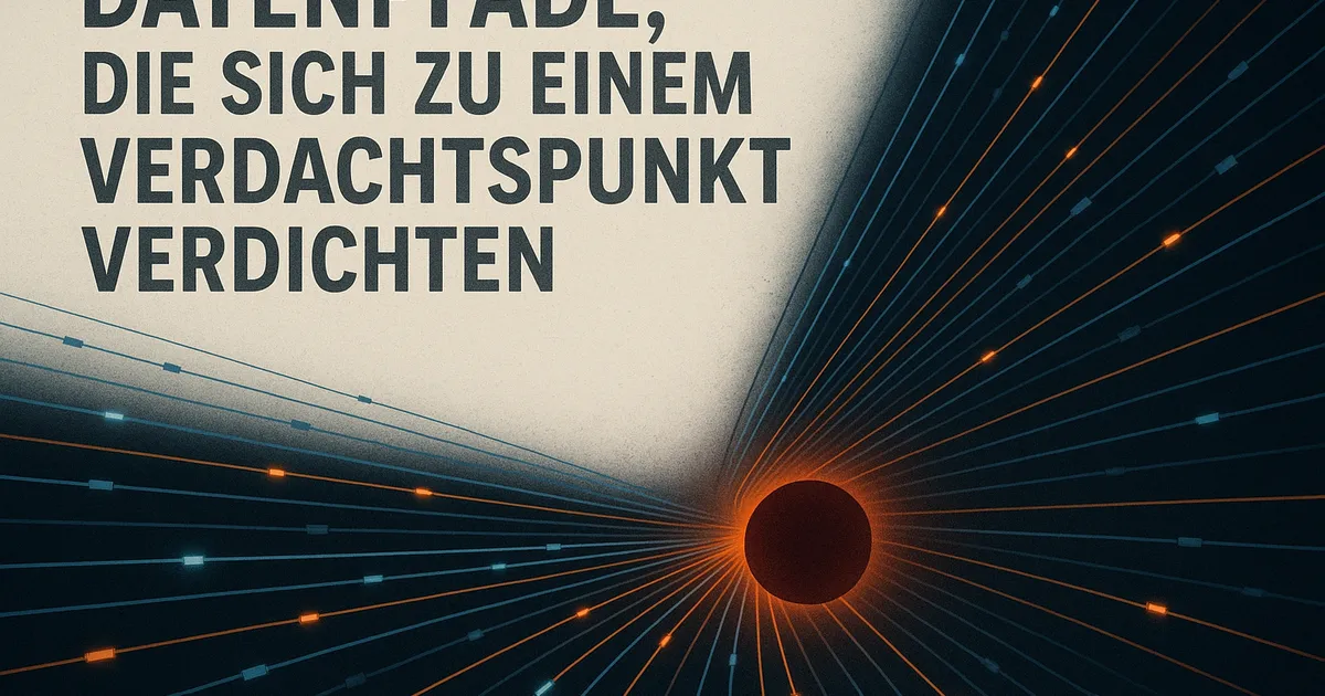 „Abstrakte Visualisierung digitaler Datenströme, die steuerrelevante Informationen und algorithmische Auswertungen darstellen.“