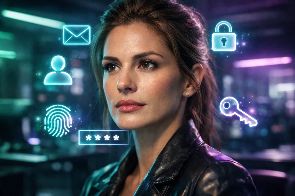 Nachdenkliche Person vor abstrakten Lichtstrukturen, Symbol für fehlende digitale Werte.